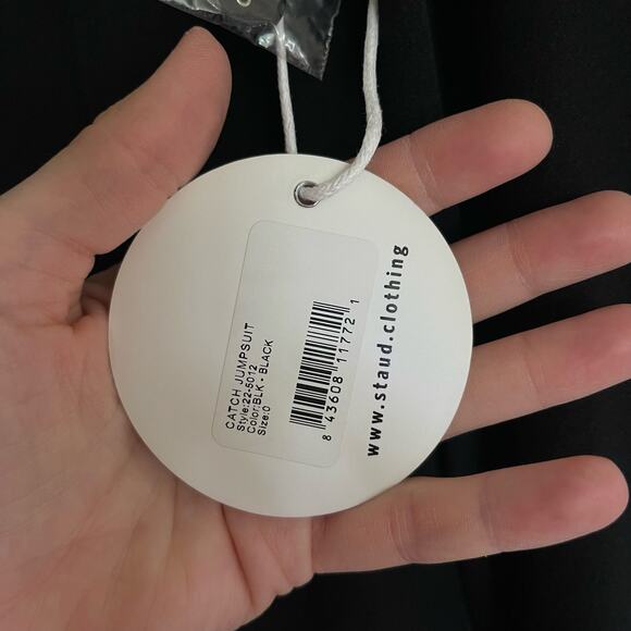 NWT STAUD Catch Jumpsuit Black Size 0 Long Sleeve Straight Leg Crepe Sexy Dressy - Picture 8 of 16